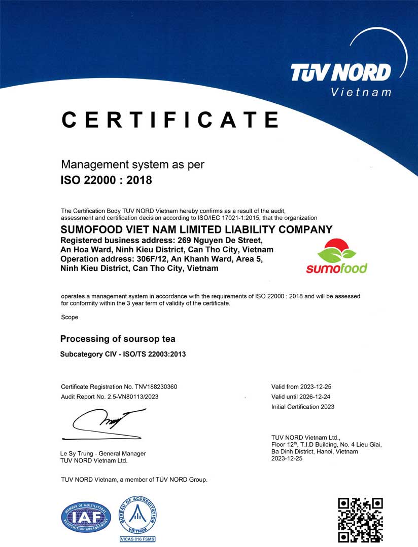 Giấy chứng nhận iso 22000:2018