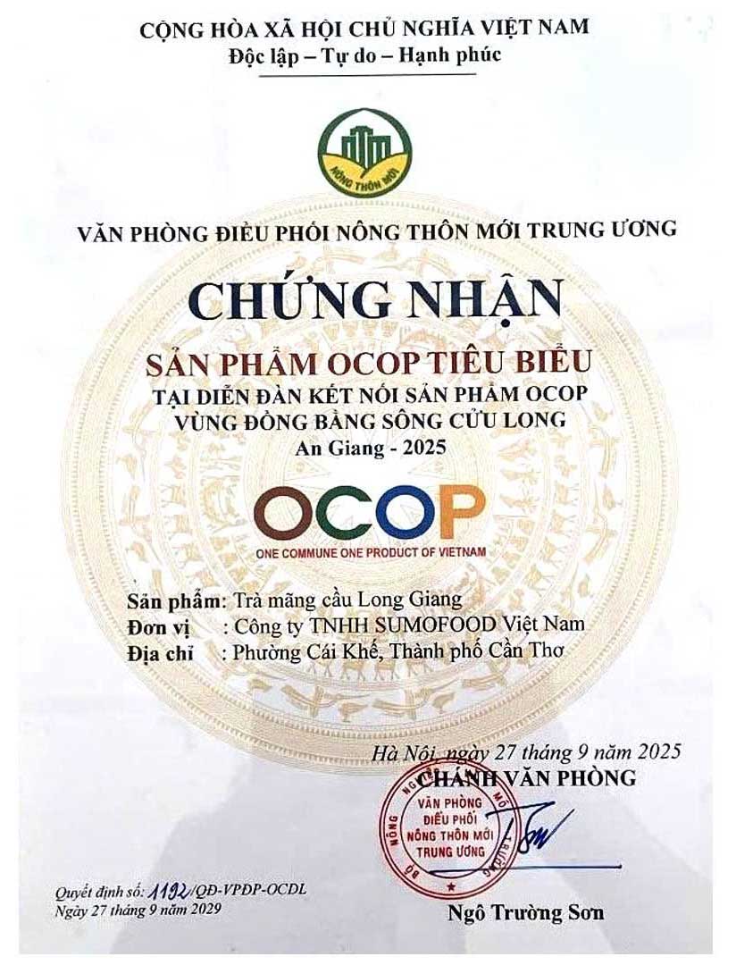 Giấy chứng nhậnsản phảm ocop tiêu biểu